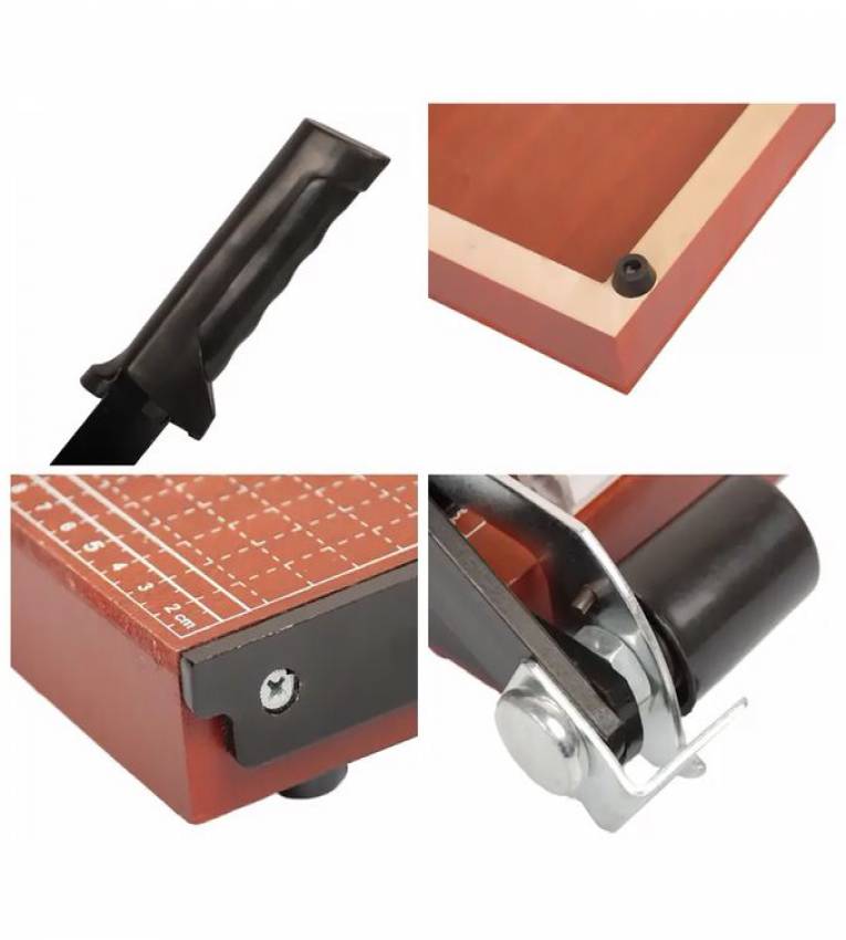 massicot B4, avec pince automatique, guide réglable, base en bois